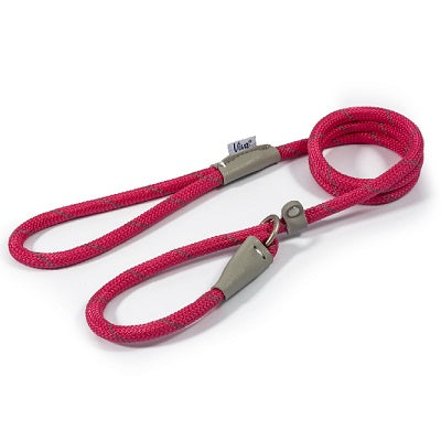 Ancol Viva Rope Reflective Slip Lead Pink - Various Sizes