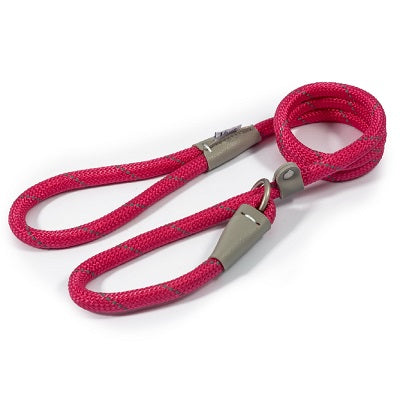 Ancol Viva Rope Reflective Slip Lead Pink - Various Sizes