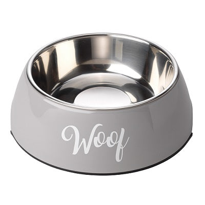 House of Paws Grey Woof 2 in 1 Dog Bowl XLarge