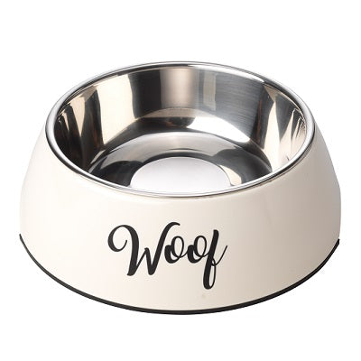 House of Paws Cream Woof 2 in 1 Dog Bowl Large