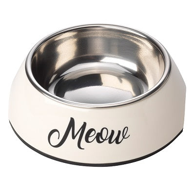 House of Paws Cream Meow 2 in 1 Cat Bowl