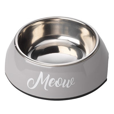 House of Paws Grey Meow 2 in 1 Cat Bowl