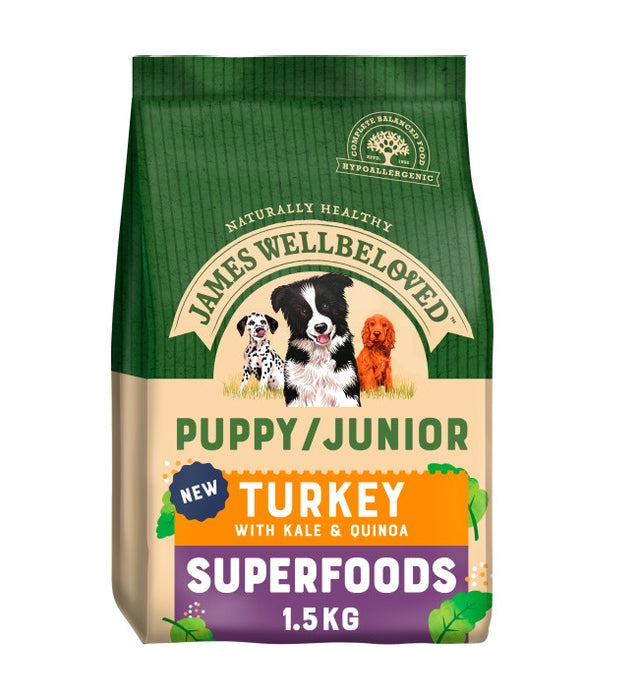 James Wellbeloved Superfoods Turkey with Kale & Quinoa Puppy/Junior 1.5kg