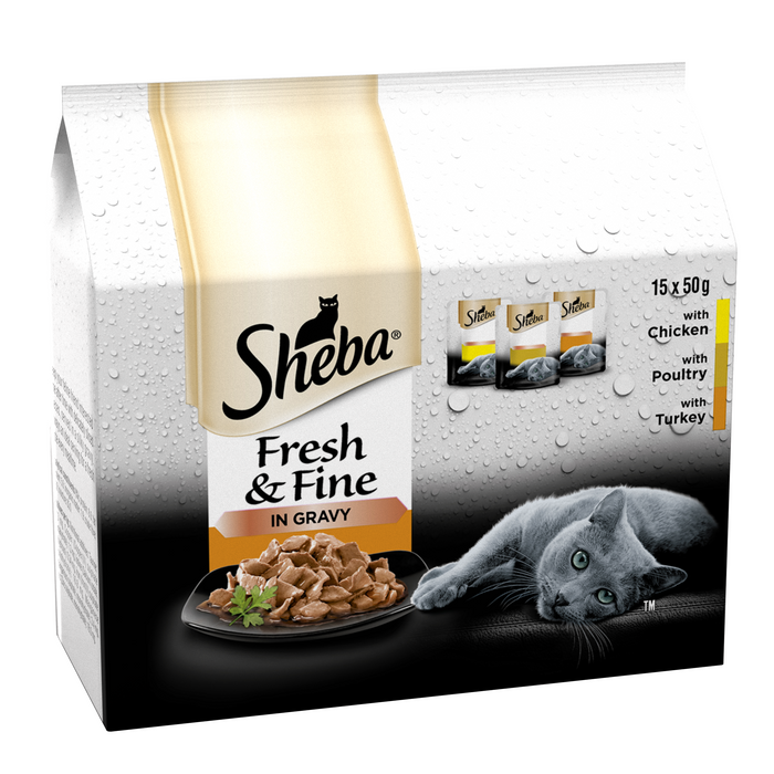 Sheba Pouches Fresh & Fine Poultry Chunks in Gravy 3x 15x50g - APRIL SPECIAL OFFER - 17% OFF