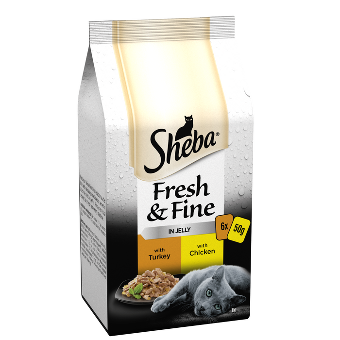 Sheba Pouches Fresh & Fine Chicken & Turkey Chunks in Jelly - 8x 6x50g - APRIL SPECIAL OFFER - 12% OFF