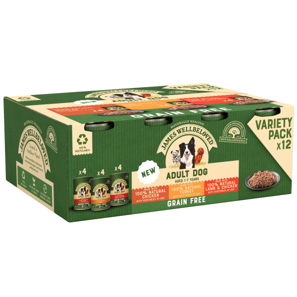 James Wellbeloved Adult Grain Free Turkey, Lamb & Chicken Loaf Tins 12 x 400g - MAY SPECIAL OFFER - 34% OFF