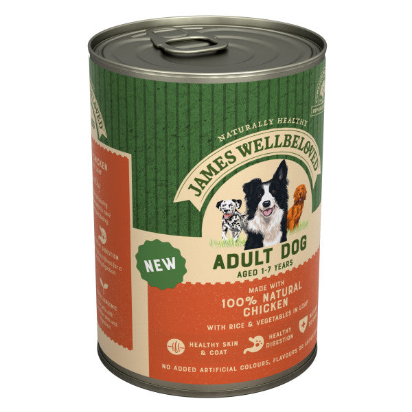 James Wellbeloved Adult Chicken & Rice Loaf Tin 12 x 400g - APRIL SPECIAL OFFER - 13% OFF