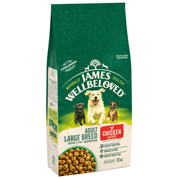 James Wellbeloved Dog Adult Large Breed Chicken & Rice - 15kg - MAY SPECIAL OFFER - 6% OFF