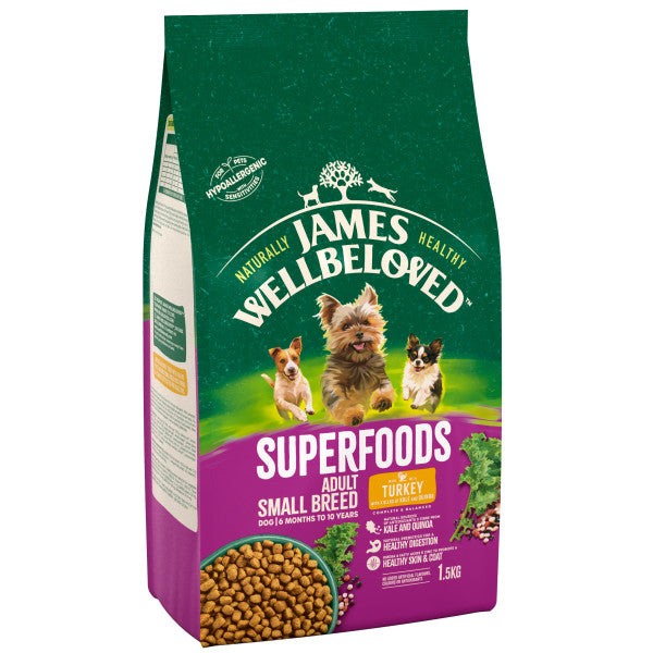James Wellbeloved Dog Adult Small Breed Superfoods Turkey - 1.5kg