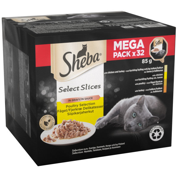 Sheba Tray Select Slices Poulty Chunks in Gravy 32x 85g