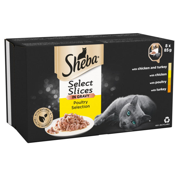 Sheba Tray Select Slices Poulty Chunks in Gravy 4x 8x85g - APRIL SPECIAL OFFER - 19% OFF