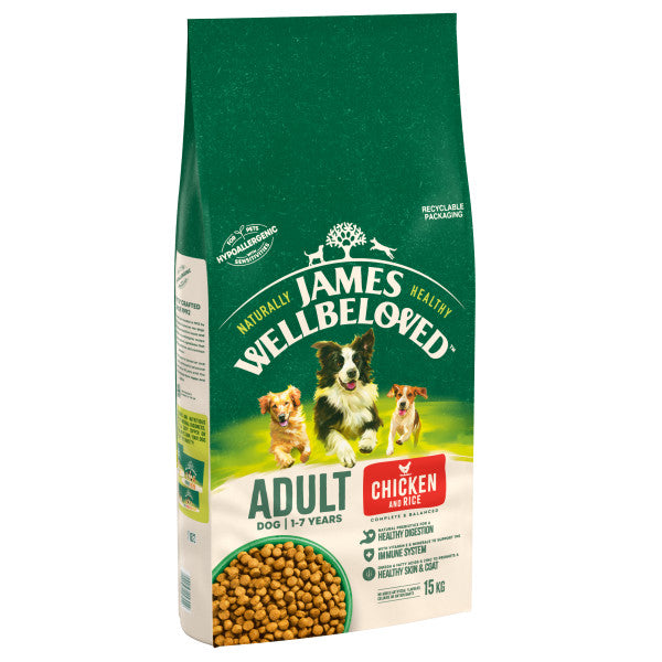 James Wellbeloved Dog Adult Chicken & Rice - Various Sizes - MAY SPECIAL OFFER - 16% OFF