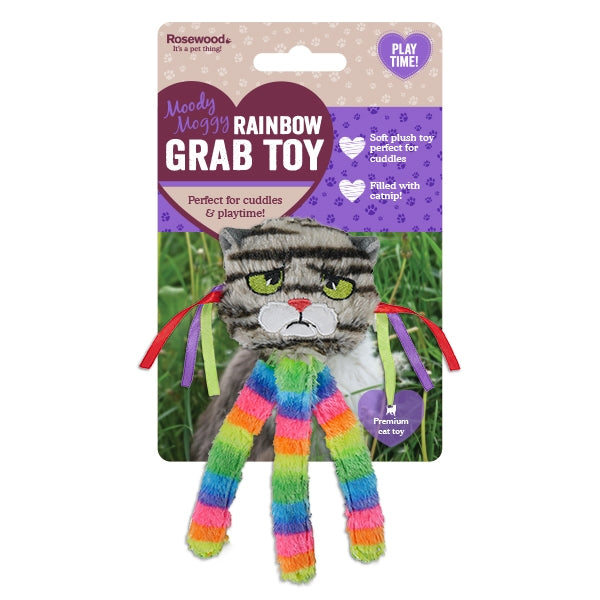 Rosewood Moody Moggy Rainbow Grab Toy x4