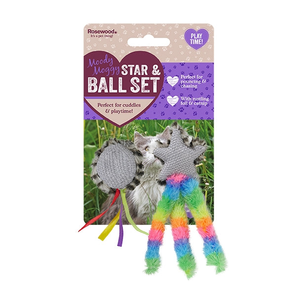 Rosewood Moody Moggy Star & Ball Set 4 x2