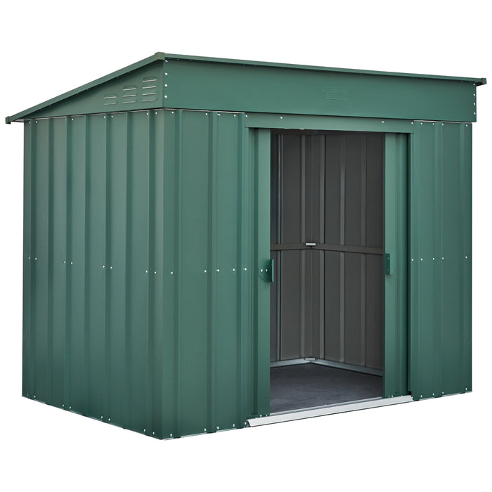 Global 6x4 Heritage Green Metal Low Pent Shed