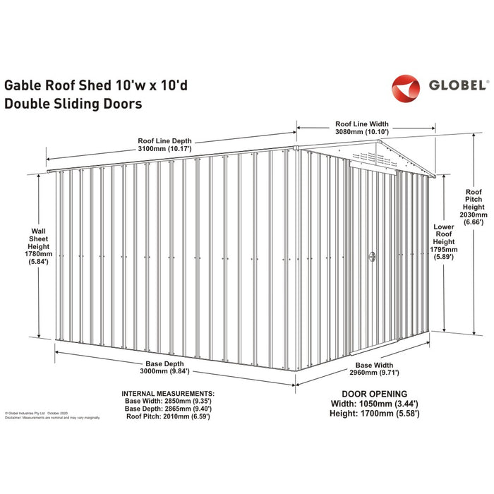Global 10x10 Anthracite  Metal Apex Shed