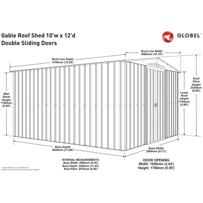 Global 10x12 Heritage Green Metal Apex Shed