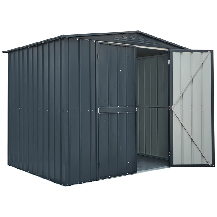 Global 8x6 Double Hinged Door Apex Metal Shed - Anthracite Grey