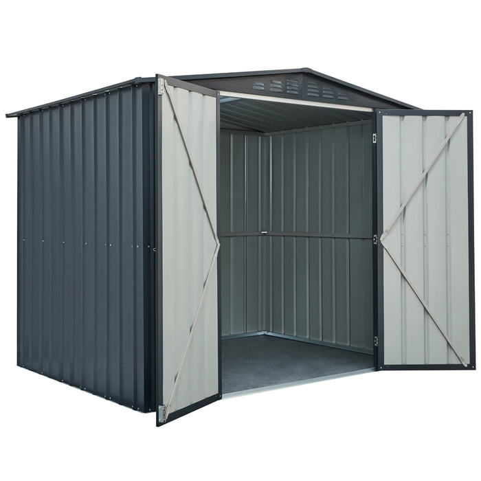 Global 8x6 Double Hinged Door Apex Metal Shed - Anthracite Grey