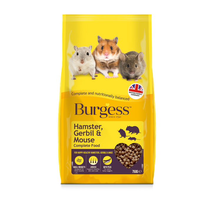 Burgess Hamster Gerbil & Mouse Pellets 3 x 750g