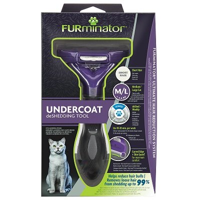 Furminator Undercoat De-Shedding Grooming Tool for Medium/Large Cats with Short Hair