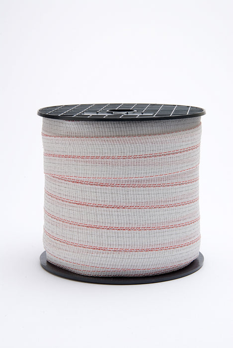 Turbocharge White & Red Trace Line - 20mm Electric Fencing Tape - 6x Strand - 200m Length