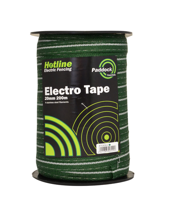 Paddock Essentials green 20mm tape 200m