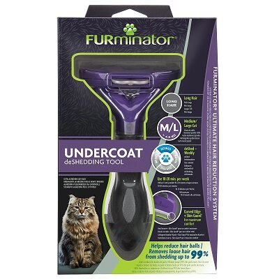 Furminator Undercoat De-Shedding Grooming Tool for Medium/Large Cats with Long Hair