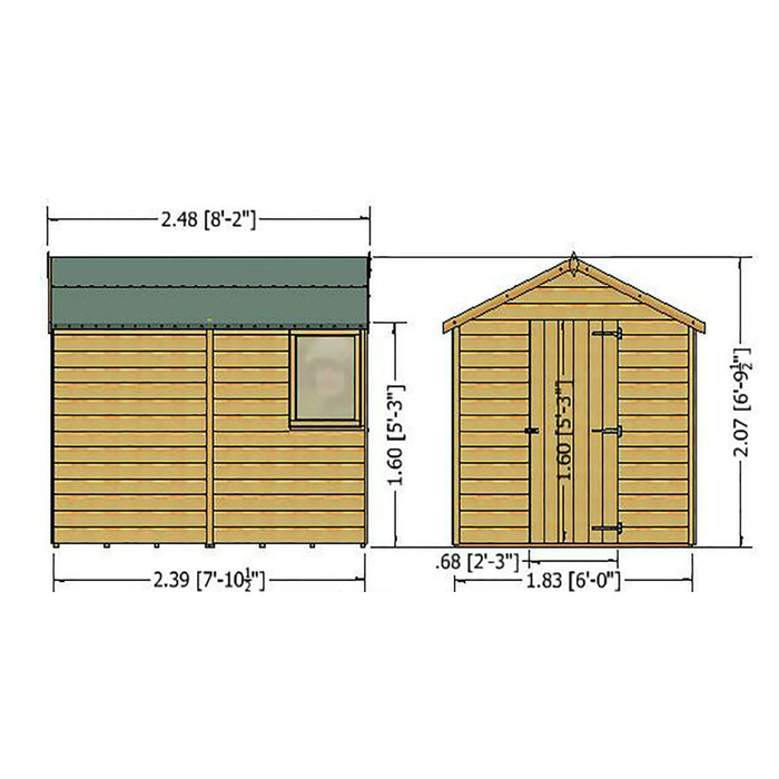 8' x 6' Durham Shiplap Apex Shed Single Door Shed - APRIL SPECIAL OFFER