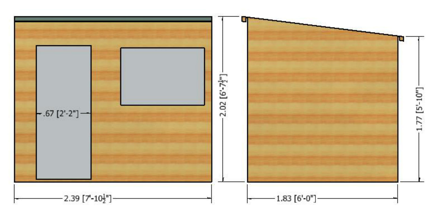 8' x 6' Shiplap Pent Single Door Shed