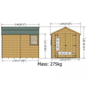 8' x 6' Warwick Shiplap Apex Shed Double Door Shed - MAY SPECIAL OFFER - 9% OFF