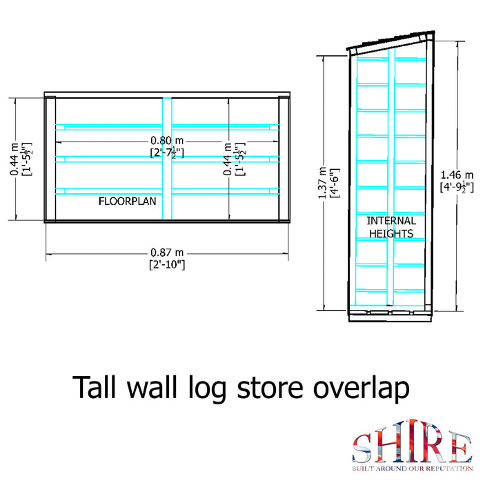Tall Wall Log Store - Sawn Timber - Pressire Treated