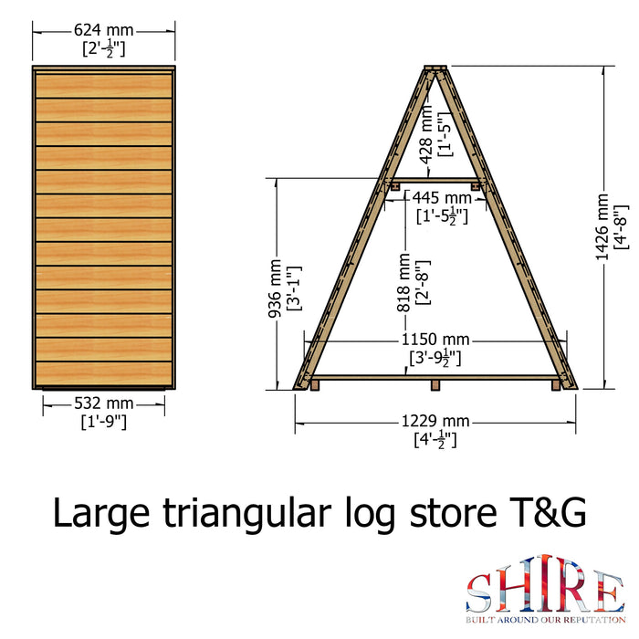 Large Triangular Log Store Tongue & Groove - Pressure Treated