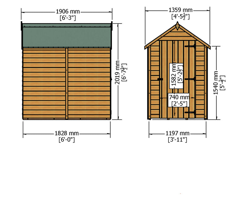 6' x 4' Overlap Single Door Shed - MAY SPECIAL OFFER - 11% OFF