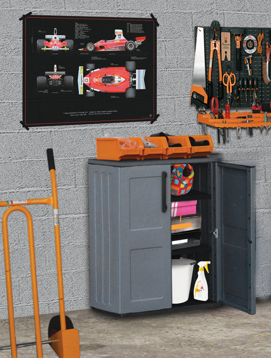 Medium Polypropylene Tool Storage Cupboard for Garden Shed / Garage  - Grey