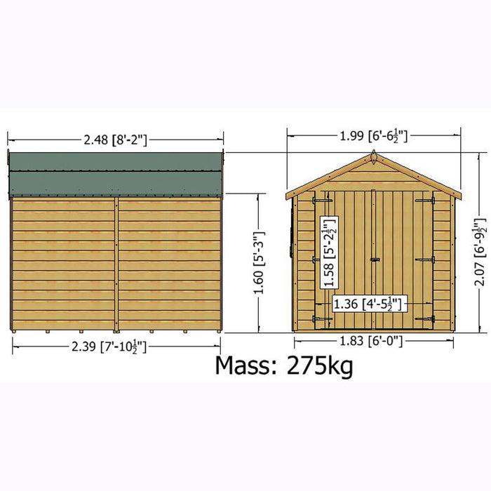 8' x 6' Overlap Double Door Shed - MAY SPECIAL OFFER