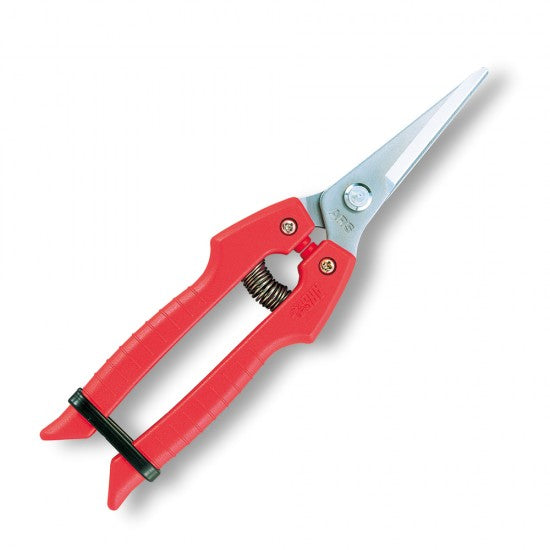 FRUIT PICKING SHEARS - STAINLESS CHANGEABLE LONG STRAIGHT BLADE -  183mm -  RED GRIP