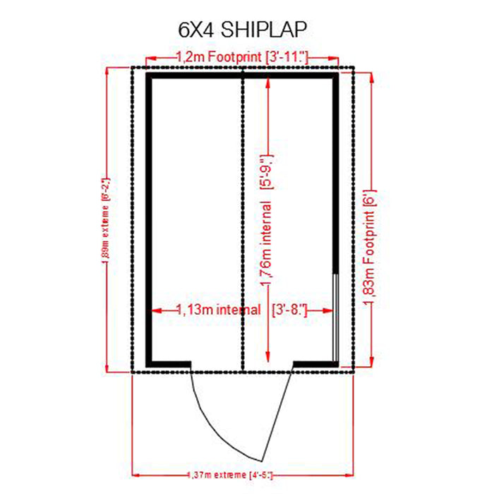 6' x 4' Shetland Apex Single Door Shed