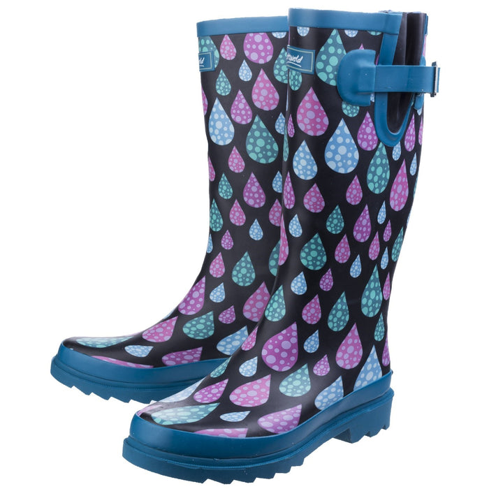 Burghley Waterproof Pull On Wellington Boot - Raindrop