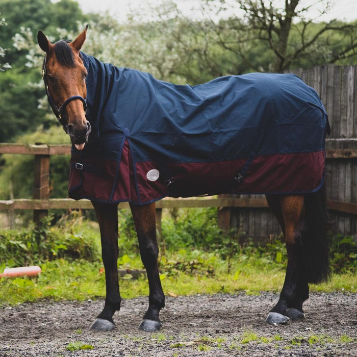 600D Outdoor Winter Turnout Horse Rugs 50G Fill COMBO Full Neck Navy/Burgundy 5'3-6'9