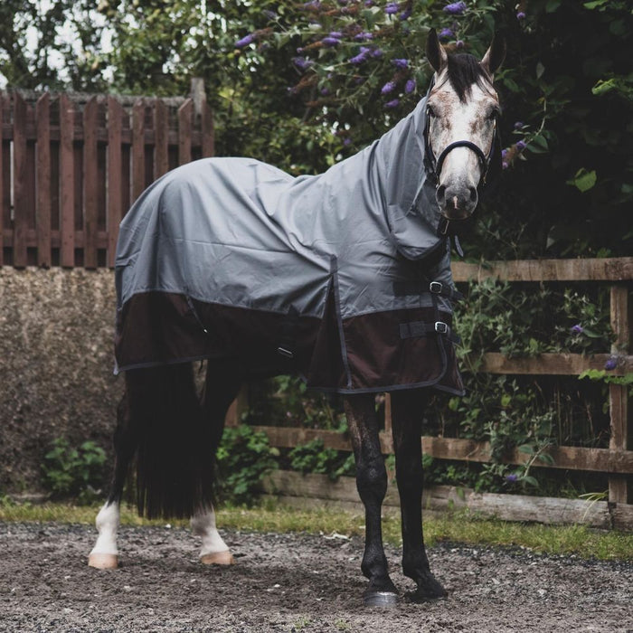 600D Outdoor Winter Turnout Horse Rugs 50G Fill COMBO Full Neck Grey/Brown 5'3-6'9