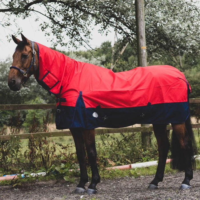 1200D Outdoor Winter Turnout Horse Rugs 50G Fill COMBO Neck Red/Navy 5'3-6'9